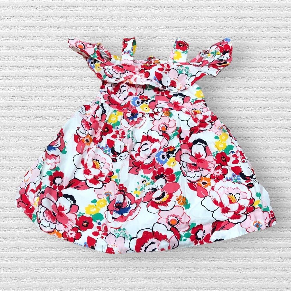 Janie & Jack 12-18 Red Floral Off The Shoulder Dress